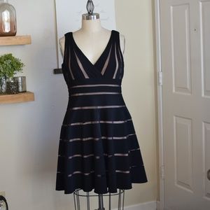 JS Collections Black Illusion Striped Dress